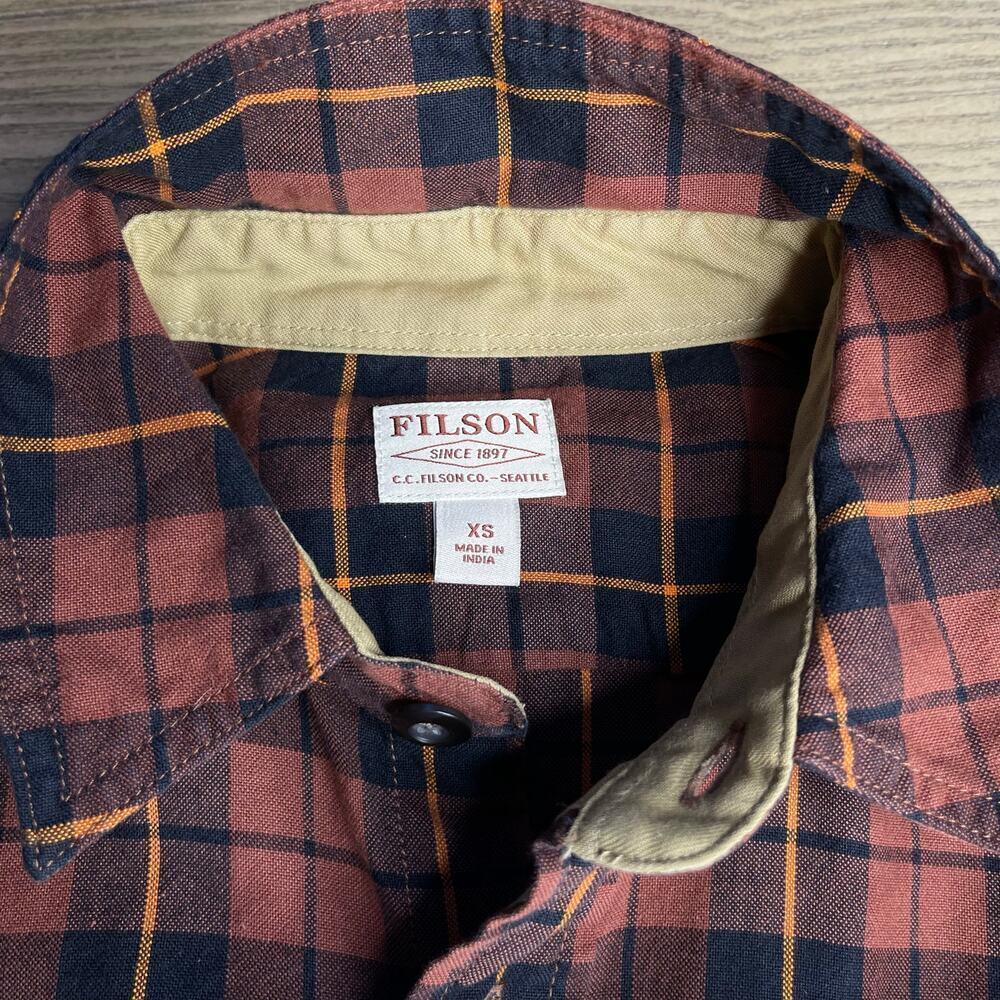 Filson Rustic Oxford Shirt Copper/ Black Long sleeve cotton size XS New - Picture 10 of 11